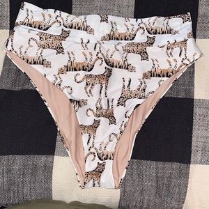 NWOT Leopard Tiger high rise bikini bottoms